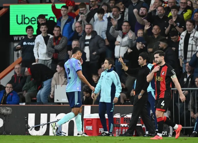 10-Man Arsenal Suffer Costly 2-0 Defeat to Bournemouth After William Saliba’s Red Card